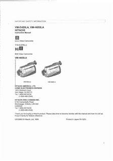 Hitachi VM E 563 LA manual. Camera Instructions.